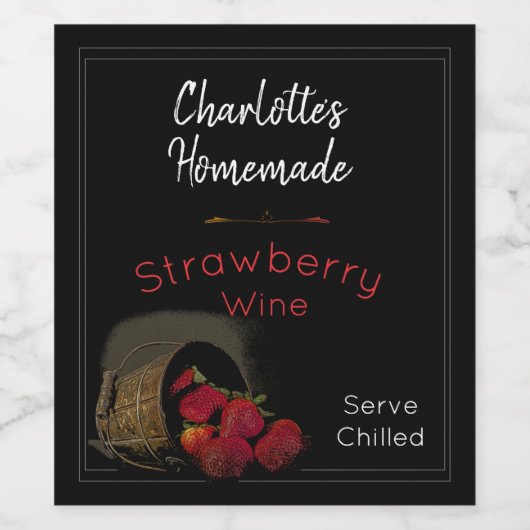 Gepersonaliseerde zwarte aardbeienwijn wijn etiket (Enkel label)