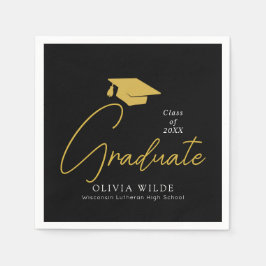 Gepersonaliseerde zwarte Afstudeerders papieren se Servet