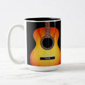 Gepersonaliseerde zwarte akoestische gitaar tweekleurige koffiemok (Links)