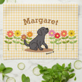 Gepersonaliseerde Zwarte Arbeidsplaats en Vele Blo Theedoek (Gevouwen)