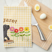 Gepersonaliseerde Zwarte Arbeidsplaats en Vele Blo Theedoek (Quarter Fold)