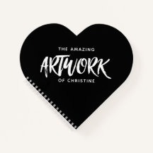 Gepersonaliseerde zwarte artiest Heart Sketchbook