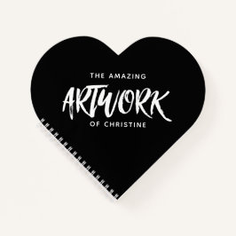 Gepersonaliseerde zwarte artiest Heart Sketchbook Notitieboek
