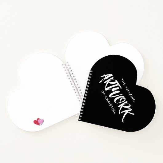 Gepersonaliseerde zwarte artiest Heart Sketchbook Notitieboek (Binnen)