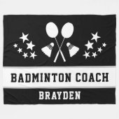 Gepersonaliseerde zwarte badminton Coach Naam Fleece Deken (Voorkant (Horizontaal))