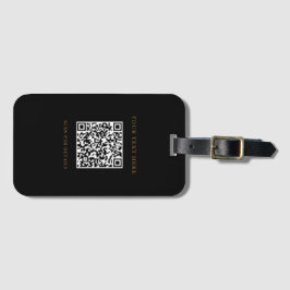 Gepersonaliseerde zwarte bagtag met QR-code Bagagelabel