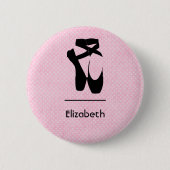 Gepersonaliseerde zwarte baletschoenen en -punt ronde button 5,7 cm (Voorkant)