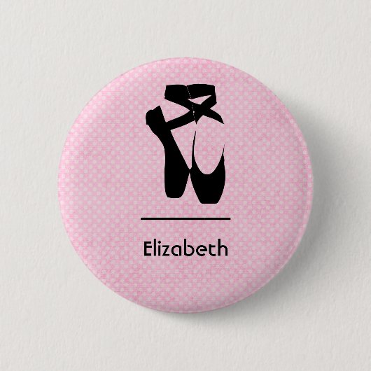 Gepersonaliseerde zwarte baletschoenen en -punt ronde button 5,7 cm (Voorkant)