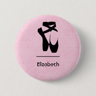 Gepersonaliseerde zwarte baletschoenen en -punt ronde button 5,7 cm