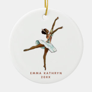Gepersonaliseerde zwarte Ballerina Little Girl Dan Keramisch Ornament