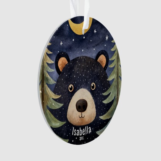 Gepersonaliseerde zwarte Beer kerst Ornament (voorkant)