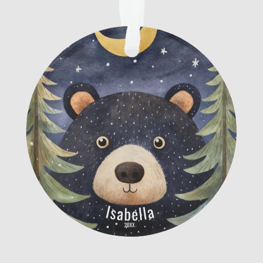 Gepersonaliseerde zwarte Beer kerst Ornament (achterkant)