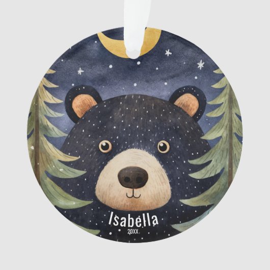 Gepersonaliseerde zwarte Beer kerst Ornament (voorkant)