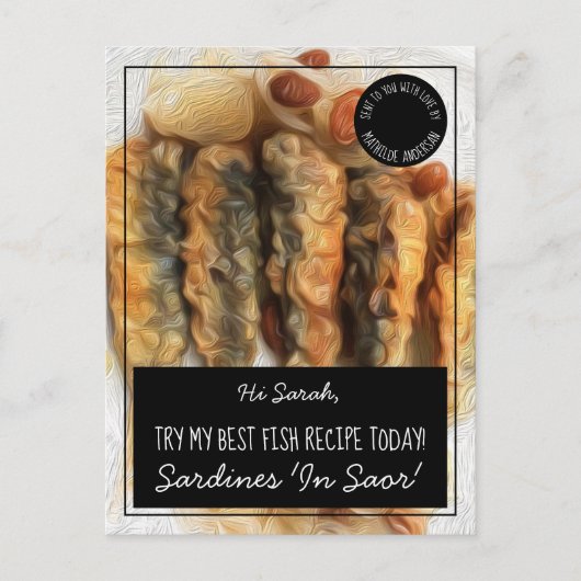 Gepersonaliseerde zwarte beste vis recept briefkaart (Voorkant)