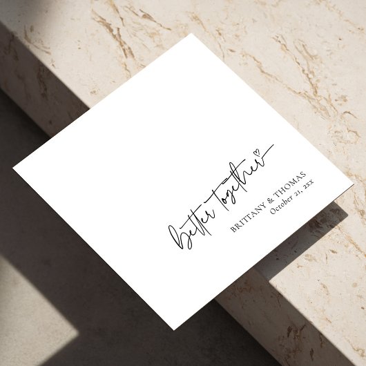 Gepersonaliseerde zwarte 'Better Together' witte b Servet