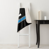 Gepersonaliseerde zwarte blauwe jersey nieuwigheid sherpa deken (In situ)