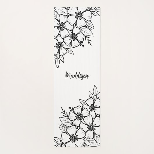 Gepersonaliseerde zwarte bloem yogamat (Achterkant)