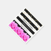 Gepersonaliseerde Zwarte Bloemen Rozen Gouden Huwe Servetten (Hoek)