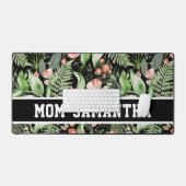 Gepersonaliseerde zwarte bloemenmam naam bureaumat (Keyboard & Muis)