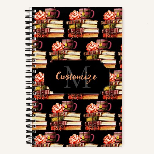 Gepersonaliseerde zwarte boeken en thee (Voorkant)