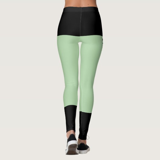 Gepersonaliseerde zwarte Bord groene strepen Cat R Leggings (Achterkant)