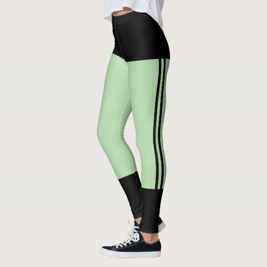 Gepersonaliseerde zwarte Bord groene strepen Cat R Leggings (Links)