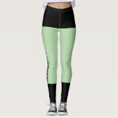 Gepersonaliseerde zwarte Bord groene strepen Cat R Leggings (Voorkant)