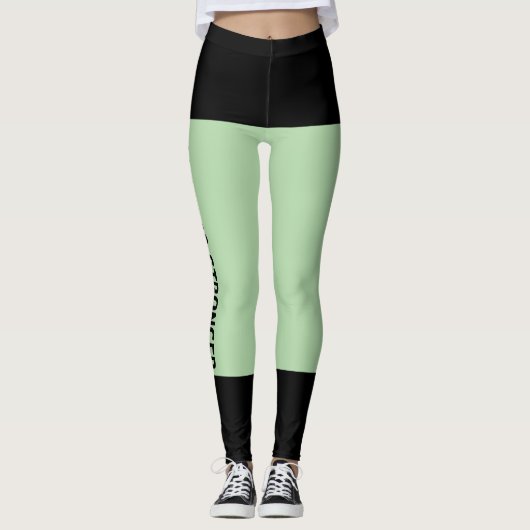 Gepersonaliseerde zwarte Bord groene strepen Cat R Leggings (Voorkant)