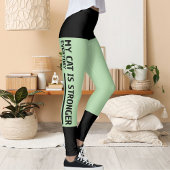 Gepersonaliseerde zwarte Bord groene strepen Cat R Leggings