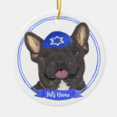 Gepersonaliseerde zwarte brindle franchie Chanoeka Keramisch Ornament (Voorkant)