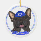 Gepersonaliseerde zwarte brindle franchie Chanoeka Keramisch Ornament (Achterkant)