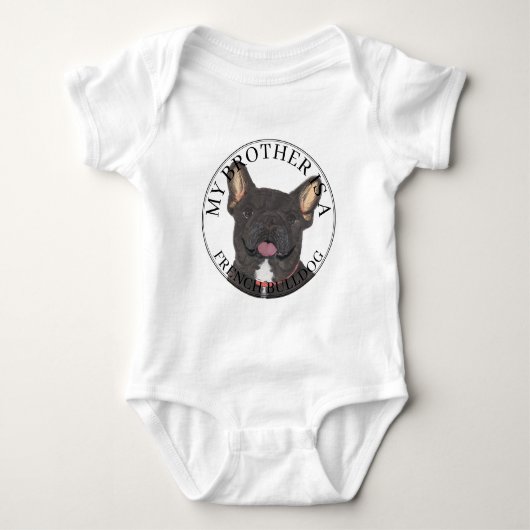 Gepersonaliseerde Zwarte Brindle Witte Franse Bull Romper (Voorkant)