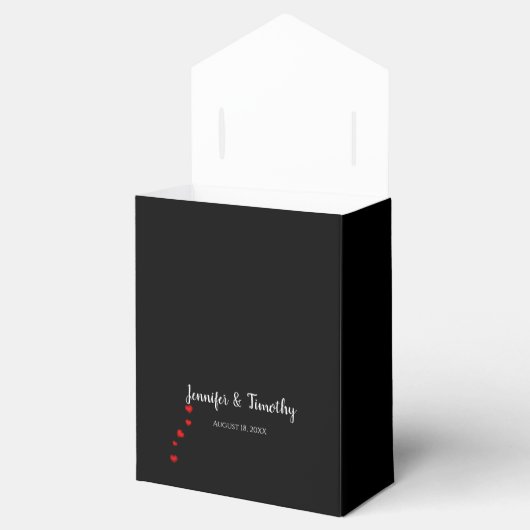 Gepersonaliseerde zwarte bruiloft bedankdoosjes (Geopend)