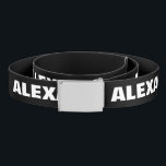 Gepersonaliseerde zwarte canvas riem met aangepast<br><div class="desc">Gepersonaliseerde zwarte canvas riem met aangepaste naam. Naam of monogram toevoegen.  kleuren zijn zwart. Leuk verjaardagscadeau idee voor mannen,  vrouwen en kinderen. Moderne typografie met grote letters.</div>