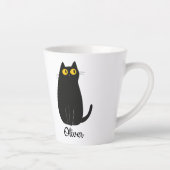 Gepersonaliseerde zwarte Cat Latte Mok – Aangepast (Rechts)