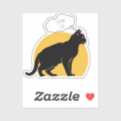 Gepersonaliseerde zwarte Cat & Moon Laptop Sticker (Vel)