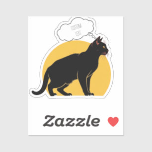 Gepersonaliseerde zwarte Cat & Moon Laptop Sticker