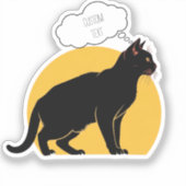 Gepersonaliseerde zwarte Cat & Moon Laptop Sticker (Voorkant)
