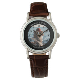 Gepersonaliseerde zwarte cirkel met bovenste onder horloge