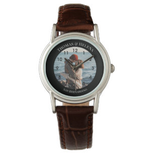 Gepersonaliseerde Zwarte Cirkel met Hoogste Tekste Horloge