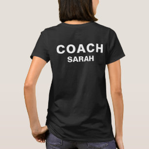 Gepersonaliseerde zwarte coachtekst t-shirt