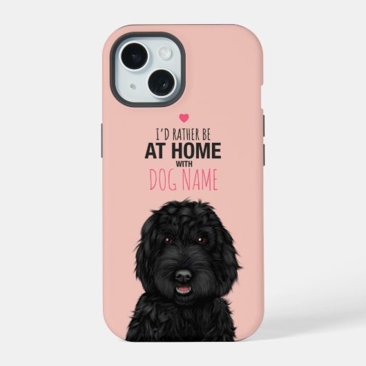 Gepersonaliseerde zwarte Cockapoo iPhone 15 Case (Achterkant)