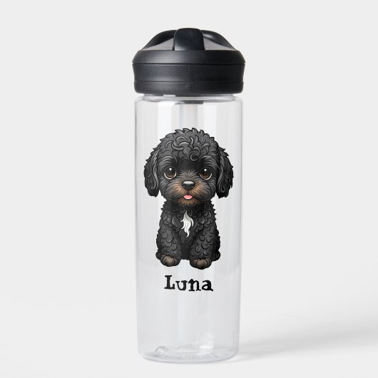 Gepersonaliseerde zwarte Cockapoo Waterfles (Voorkant)