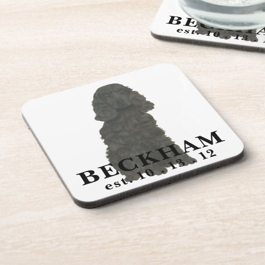 Gepersonaliseerde zwarte Cocker Spaniel Beverage C Bier Onderzetter (Linkerzijde)