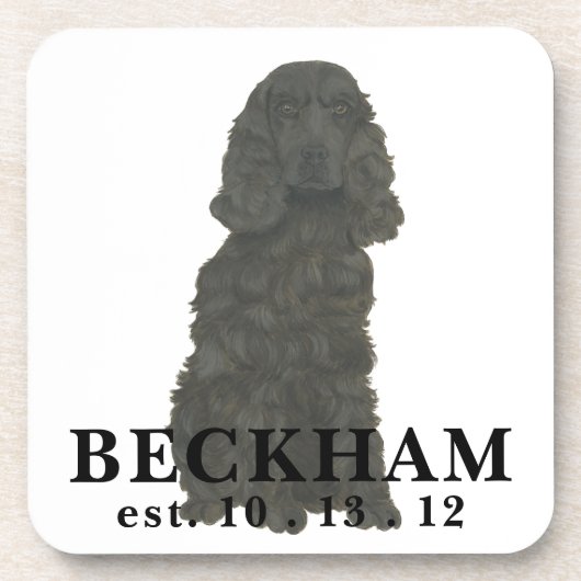 Gepersonaliseerde zwarte Cocker Spaniel Beverage C Bier Onderzetter (Voorkant)
