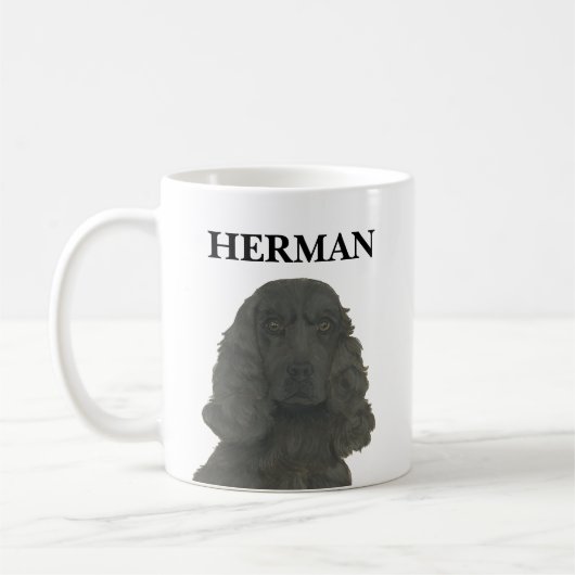 Gepersonaliseerde zwarte Cocker Spaniel Koffiemok (Links)