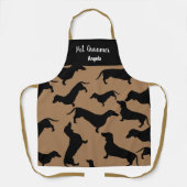 Gepersonaliseerde zwarte compact Groomer Gold Dach Schort (Voorkant)