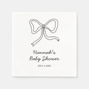 Gepersonaliseerde zwarte Coquette Bow Baby shower Servet