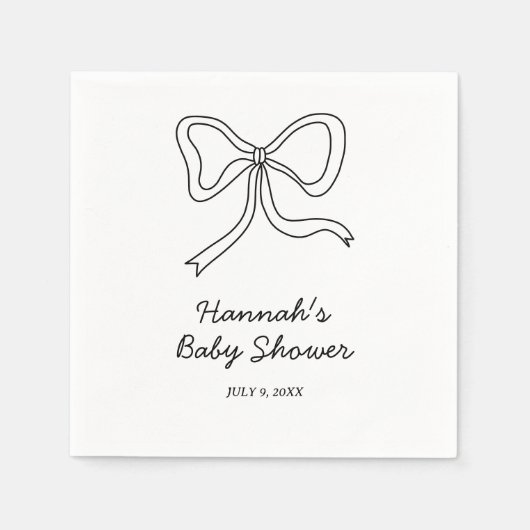 Gepersonaliseerde zwarte Coquette Bow Baby shower Servet (Voorkant)