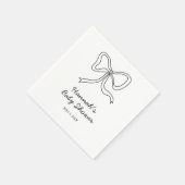 Gepersonaliseerde zwarte Coquette Bow Baby shower Servet (Hoek)
